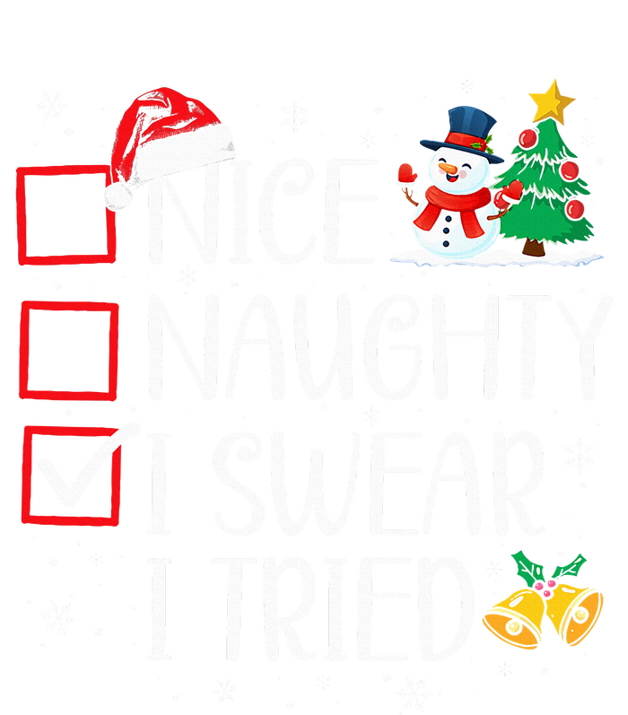 Nice Naughty I Swear I Tried Funny Christmas List Santa Dry Zone Grid Polo