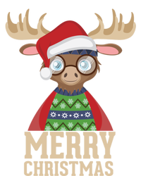 Hipster Moose Santa Hat Merry Christmas Funny Holiday Gift Stripe Pom Pom Beanie