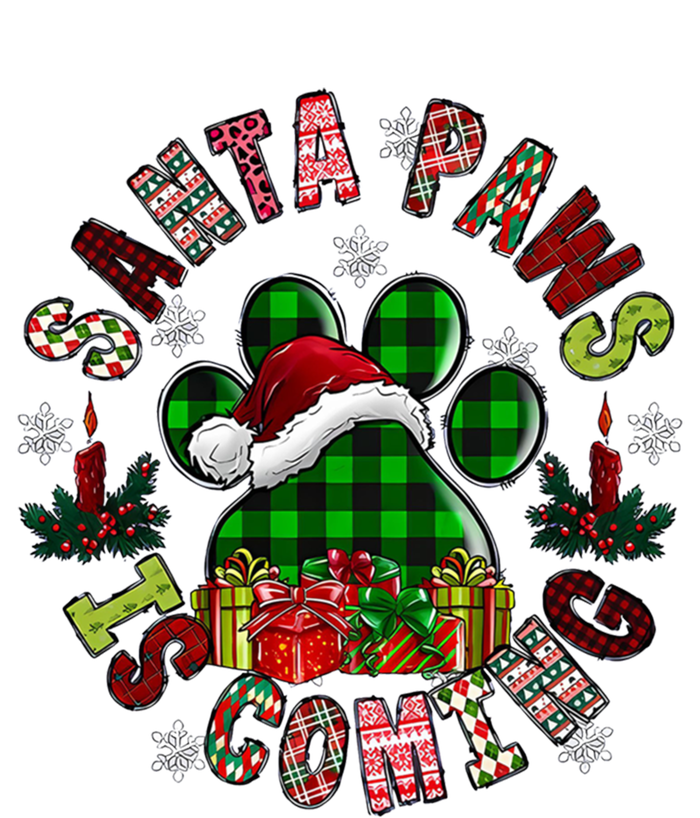 Buffalo Plaid Christmas Santa Paws Is Coming Dog Santa Hat Cute Gift T-Shirt