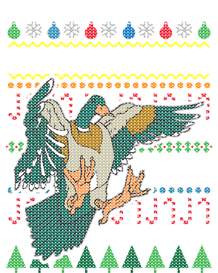 Flying Mallard Duck Merry Christmas Ugly Xmas Design Gift Women's Racerback Tank