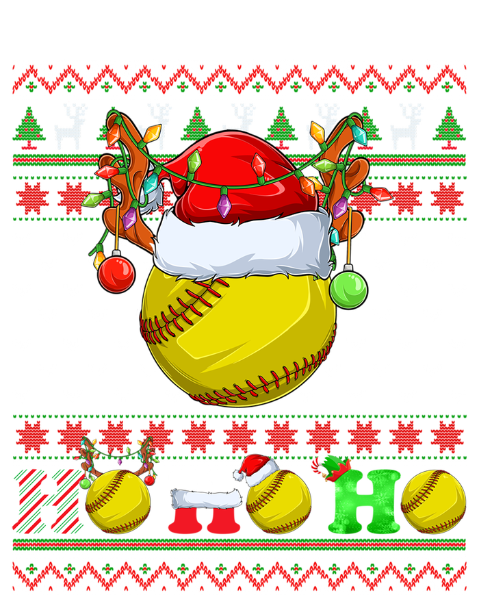 Funny Softball Ball Xmas Tree Lights Ugly Christmas Sweater Great Gift Women's Long Sleeve Flannel Pajama Set 