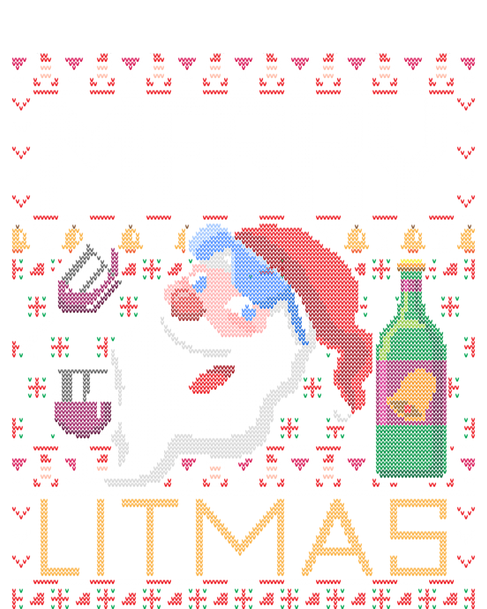 Merry Litmas Lit Santa Claus Wine Ugly Christmas Sweater Gift Sustainable Knit Beanie