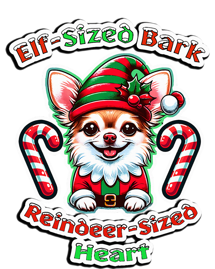 Elf-Sized Bark Reindeer Sized Heart Festive Chihuahua Drawstring Bag