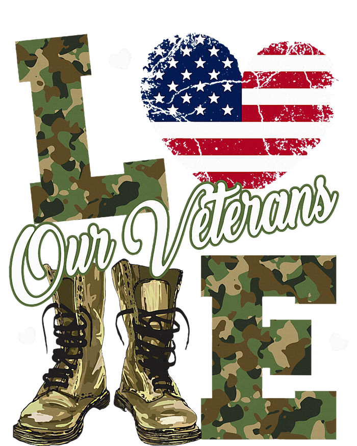 Love Our Veterans Heart USA Flag Camouflage Army Boots Proud Cooling Performance Crew T-Shirt