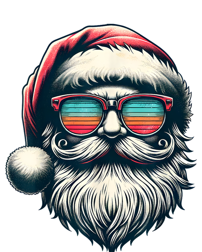 Santa Face Retro Sunglasses Christmas Xmas Women Kids Toddler Fine Jersey T-Shirt