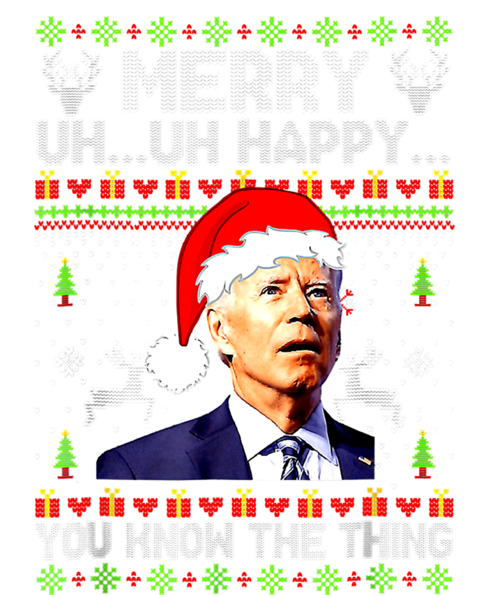 Joe Biden Christmas Merry Uh Uh Happy You Know The Thing Stripe Pom Pom Beanie