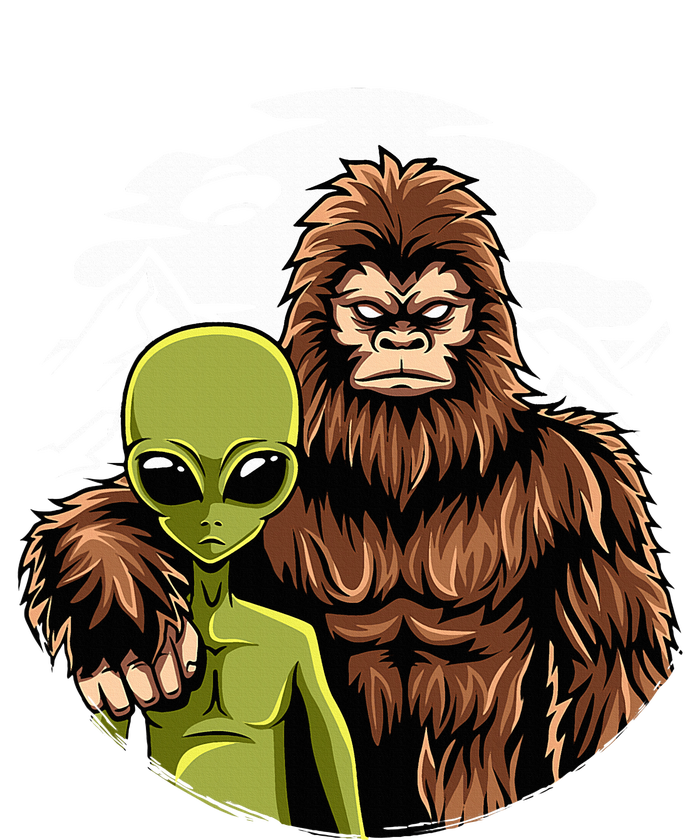 Retro Alien And Bigfoot Sasquatch UFO Believer Hoodie