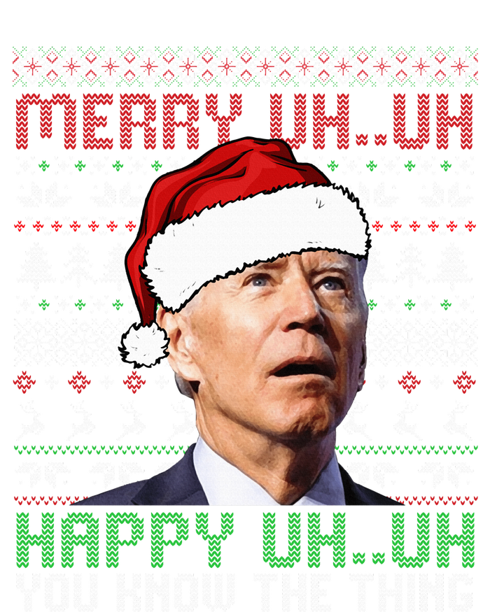 Santa Joe Biden Merry Uh Uh Christmas Ugly Sweater Women's Racerback Tank