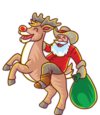 Santa Claus Riding A Reindeer Funny Christmas Cow Claus Gift T-Shirt