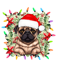 Santa Pug Christmas Lights Flowers Owner Family Gift T-Shirt