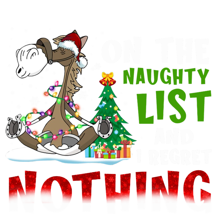 On The Naughty List And I Regret Nothing Horse Christmas Gift Striped Beanie with Solid Band