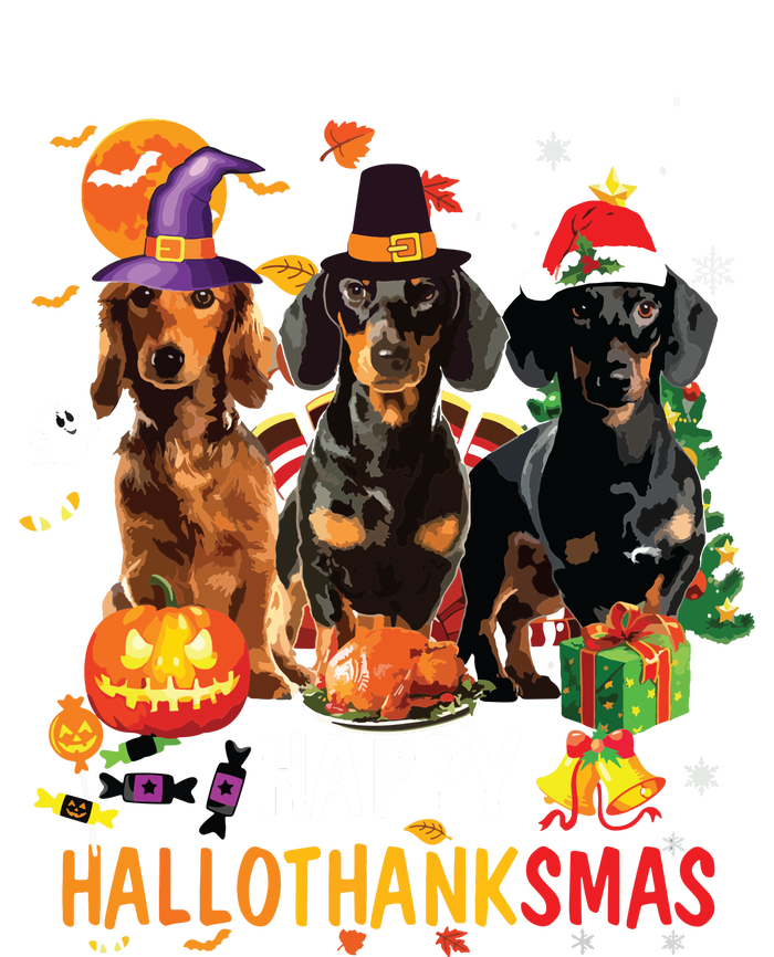 Dachshund Dog Halloween Merry Christmas Happy Hallothanksmas Softstyle Adult Sport Polo