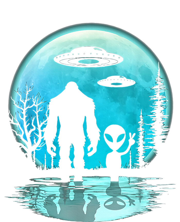 Alien And Bigfoot Moon  T-Shirt