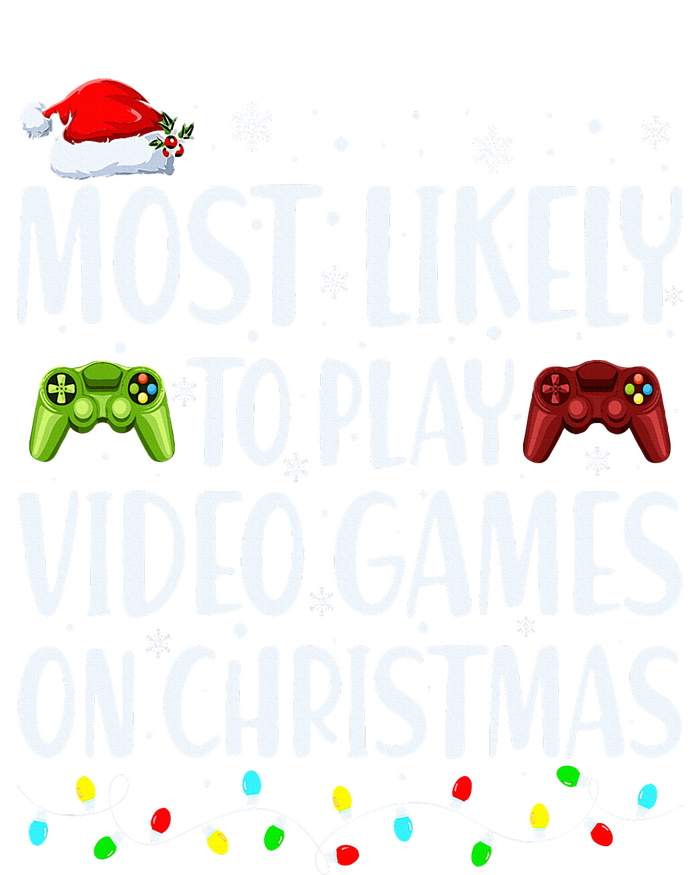 Most Likely To Play Video Games On Christmas Xmas Lights  T-Shirt