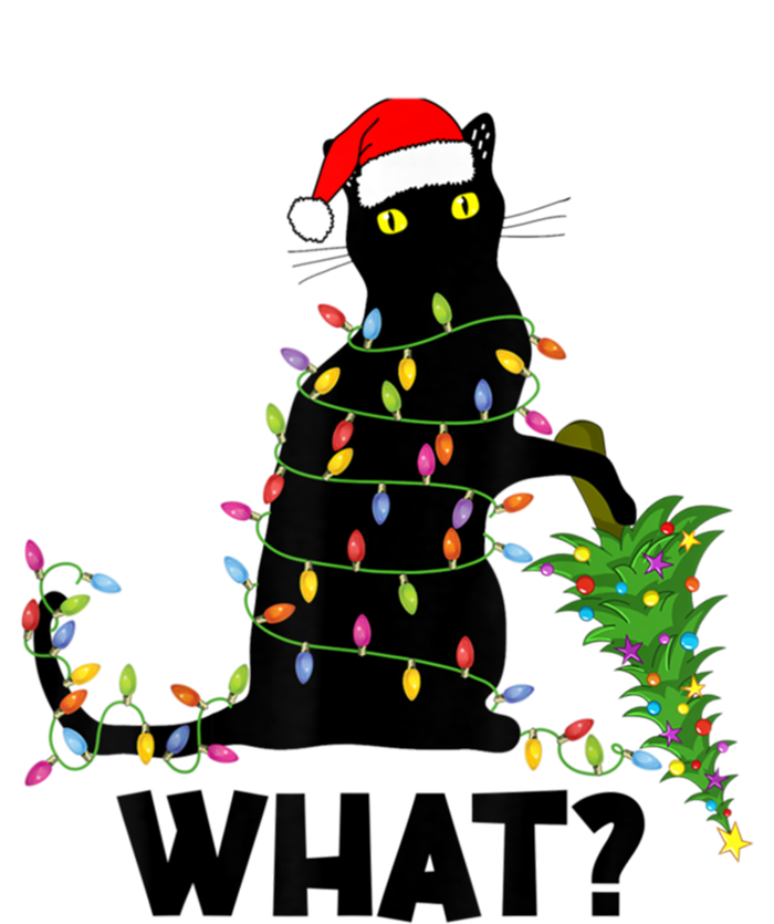 What? Black Cat Pushing Christmas Tree Over Cat Christmas Gift T-Shirt