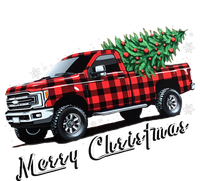 Red Buffalo Plaid Pickup Truck With Tree Merry Christmas Striped Beanie with Solid Band