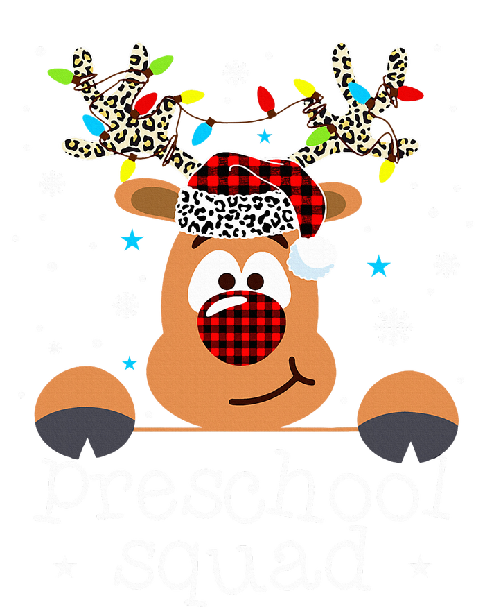 Preschool Squad Plaid Reindeer Santa Hat Teacher Christmas Kids T-Shirt