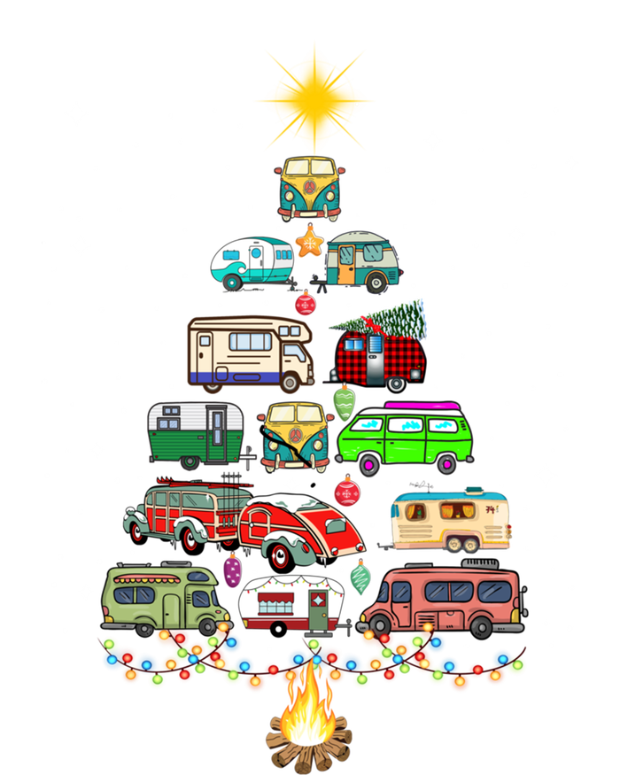 Christmas Tree Camper Vehicles Camping Rving Trailers Gift Women's Racerback Tank