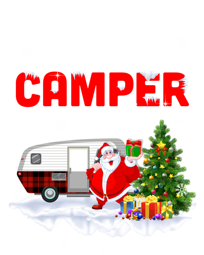 Merry Camper Christmas Santa Camper Camping Truck Red Plaid Gift Kids T-Shirt