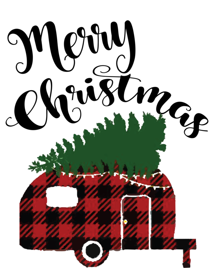 Merry Christmas Buffalo Plaid Camper Christmas Tree Gift Coaster