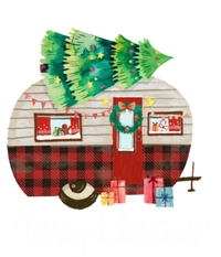 Merry Christmas Camper Buffalo Plaid Xmas Morning Camping Cute Gift Striped Beanie with Solid Band