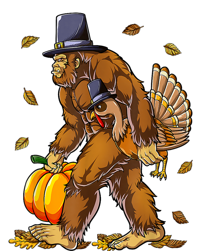 Funny Bigfoot Pilgrim Turkey Pumpkin Thanksgiving Day T-Shirt