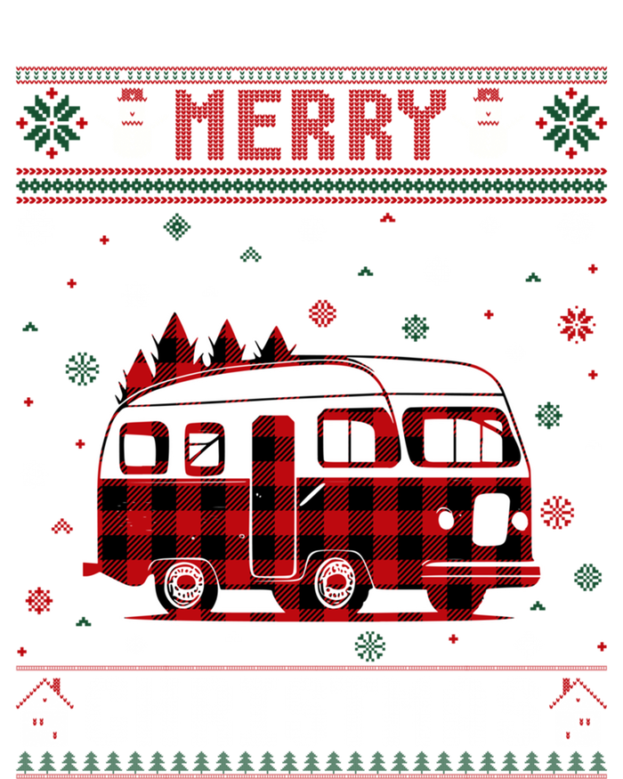 Ugly Christmas Sweater Camper Buffalo Plaid Red Xmas Gift T-Shirt