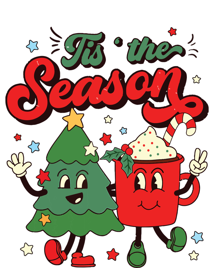 Retro Christmas Tis The Season Christmas Tree Coffee Latte T-Shirt