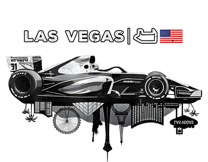 Formula Racing Open Wheel Car Las Vegas Circuit Usa Flag T-Shirt