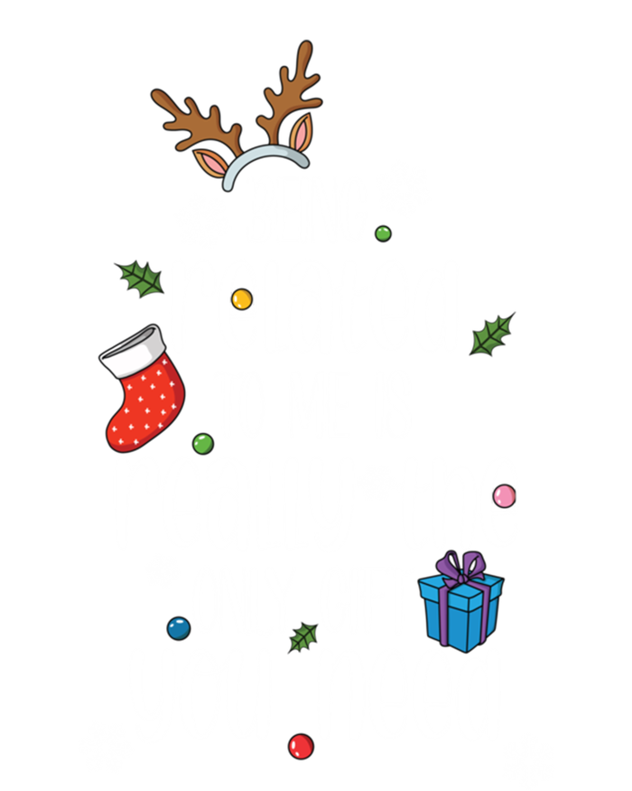 Being Related To Me Funny Xmas Christmas Quote Lettering Meaningful Gift V-Neck T-Shirt