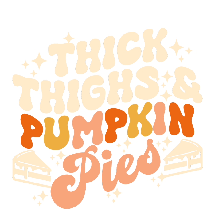 Thick Thighs Pumpkin Pies Autumn Thanksgiving Groovy Retro Flat Bill Trucker Hat