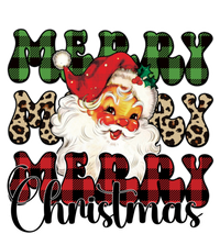 Leopard Buffalo Plaid Merry Christmas Retro Face Santa Xmas Gift T-Shirt