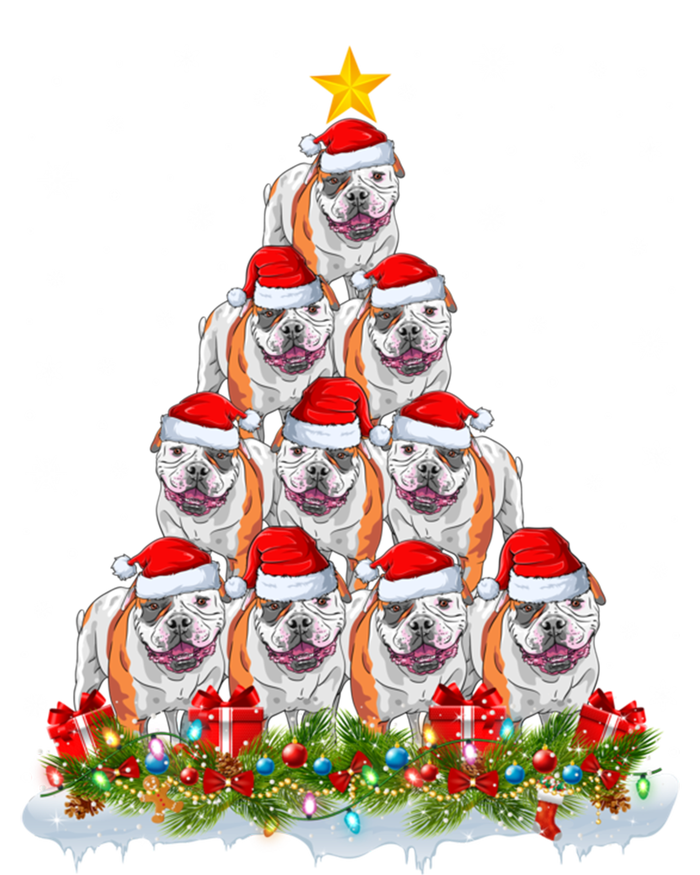 Xmas Lights Santa American Bulldog Christmas Tree Great Gift T-Shirt