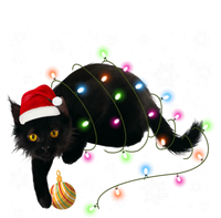 Black Cat Christmas Tree Lights Funny Santa Kitten Led Light Great Gift T-Shirt