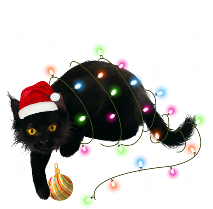 Black Cat Christmas Tree Lights Funny Santa Kitten Led Light Great Gift T-Shirt