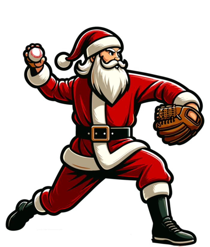 Christmas Santa Claus Baseball Pitcher Teens Xmas Funny Gift Button