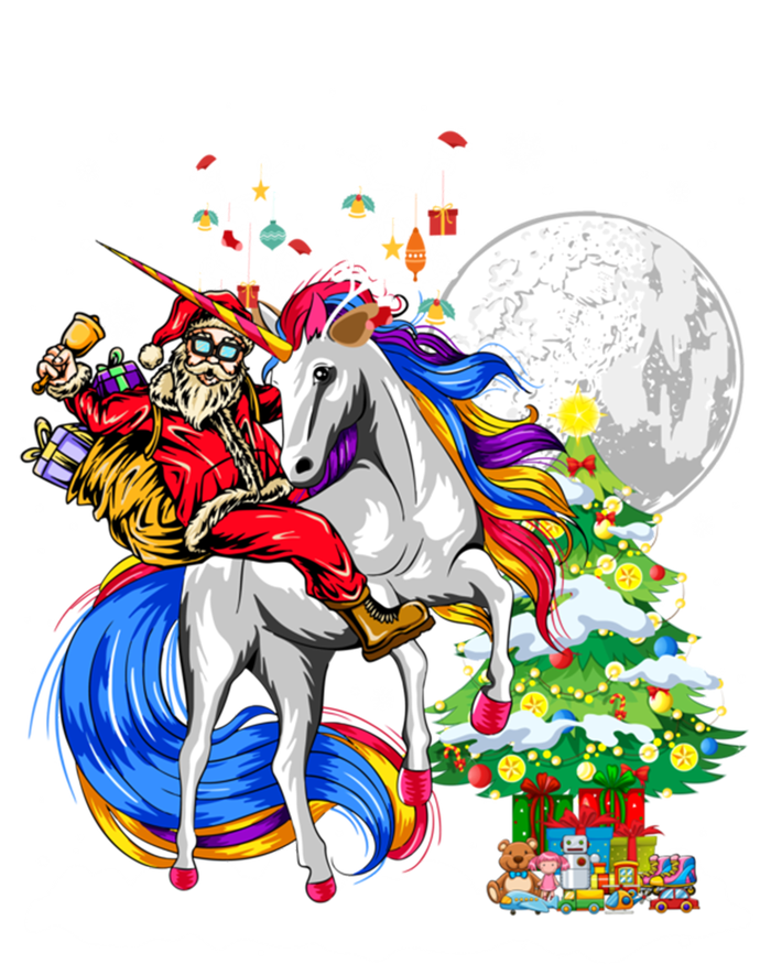 Christmas Santa Riding Reindeer Unicorn Snow Xmas Tree Cute Gift T-Shirt