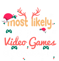 Funny Most Likely To Play Video Games On Christmas Family Cute Gift Women's Flannel Pajama Set