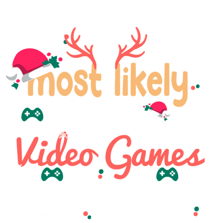 Funny Most Likely To Play Video Games On Christmas Family Cute Gift Women's Flannel Pajama Set