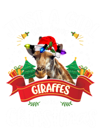 Just A Who Loves Giraffes And Christmas Santa Hat Lights Gift Sustainable Knit Beanie