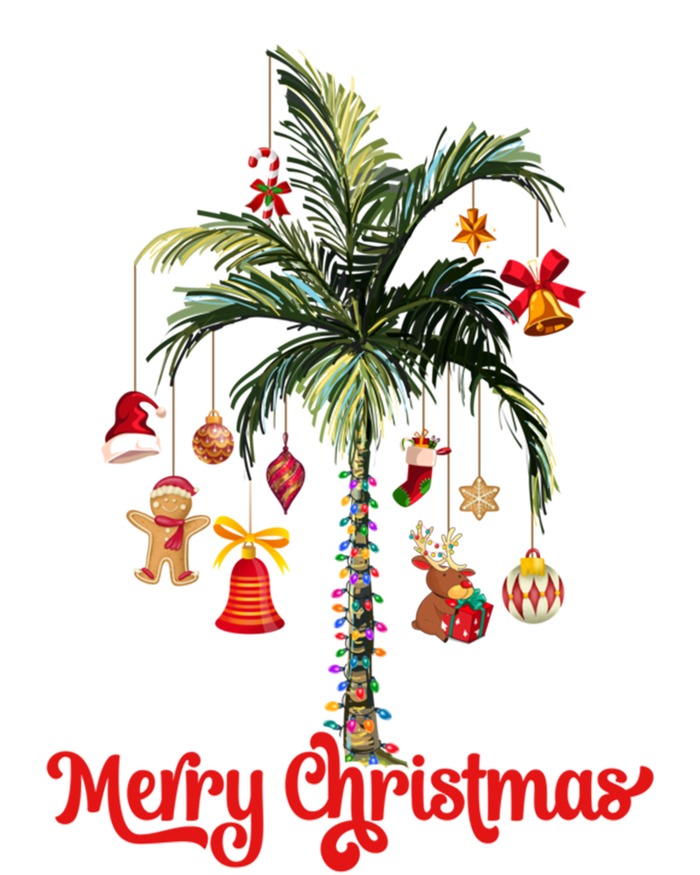 Merry Christmas Palm Tree Light Hawaiian Tropical Christmas Funny Gift Women's Tri-Blend 3/4-Sleeve Raglan Shirt