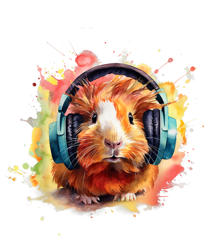 Watercolor Headphones Funny Guinea Pig T-Shirt