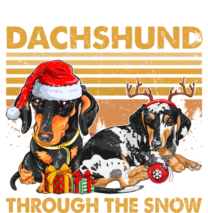 Retro Dachshund Dog Through The Snow Lovers Merry Christmas Gift Premium T-Shirt