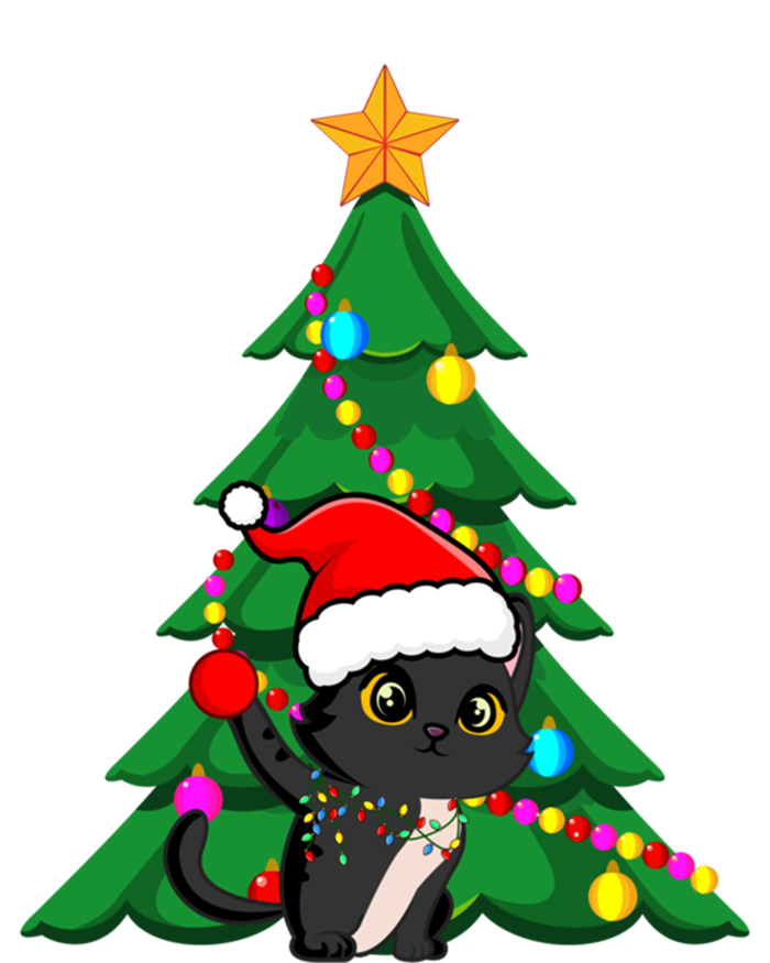 Santa Black Cat Christmas Light Cat Love Xmas Cool Gift T-Shirt