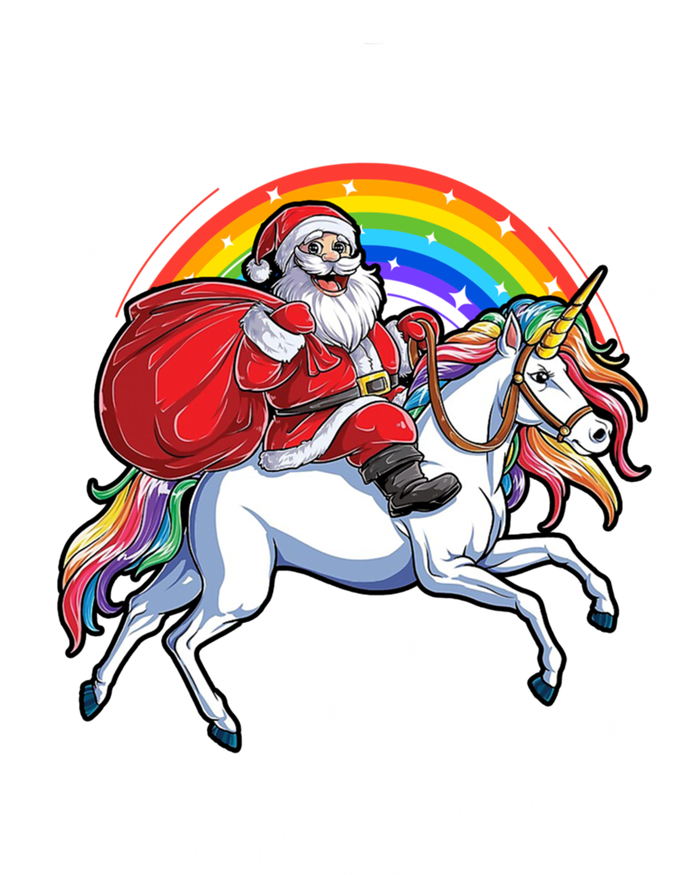 Santa Claus Riding Magical Unicorn Rainbow Funny Christmas Gift Women's T-Shirt