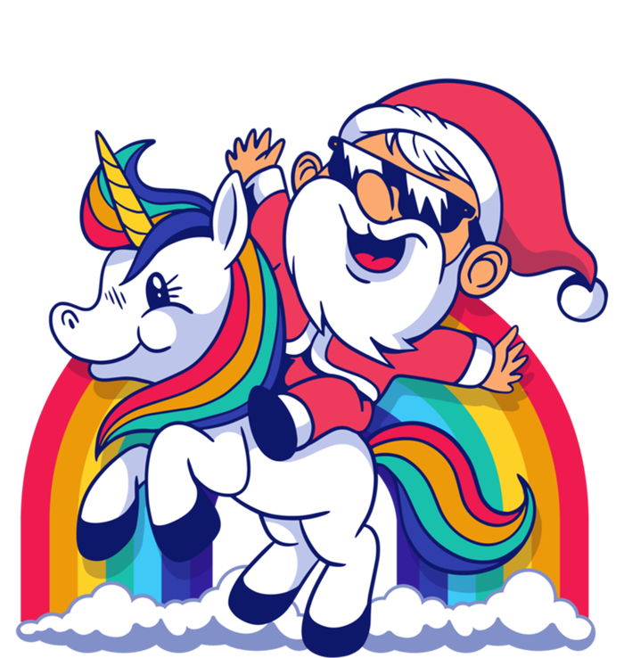 Santa Riding A Unicorn Funny Rainbow Christmas Gift T-Shirt