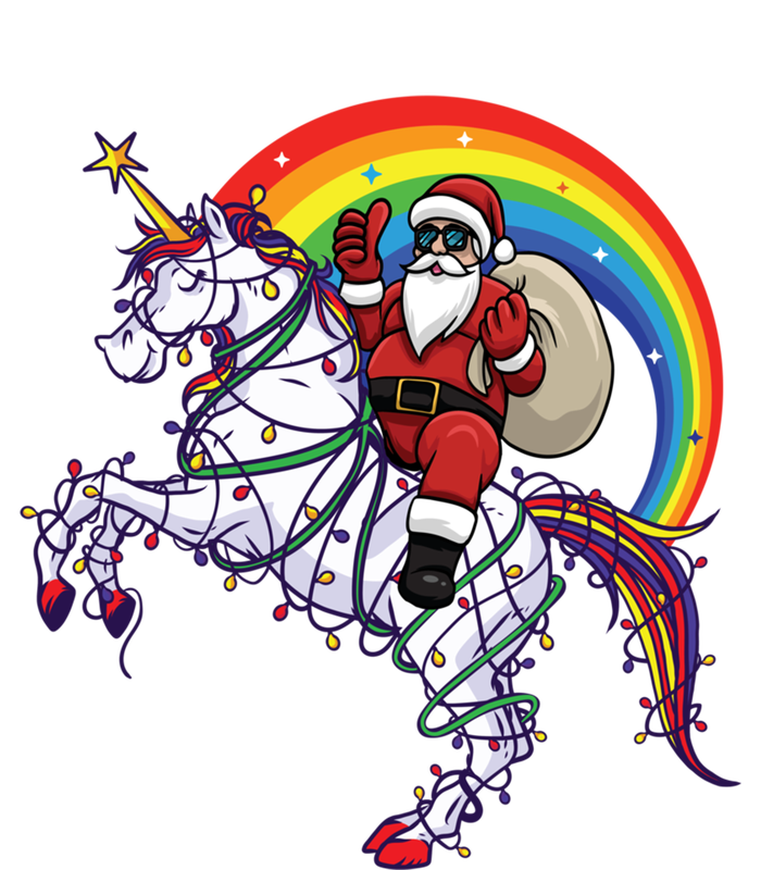 Santa Riding On Unicorn Christmas Gift Great Gift V-Neck T-Shirt