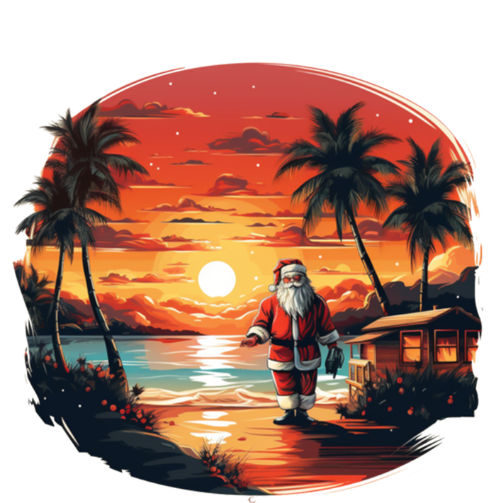 Cool Sunset Holiday Under Palm Trees With Santa And Xmas Funny Gift Long Sleeve Shirt