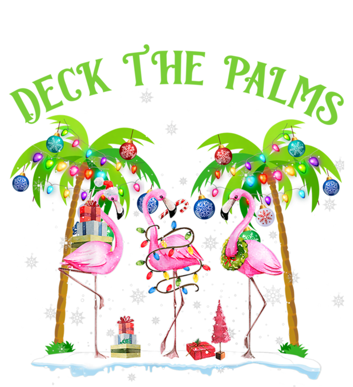 Deck The Palms Flamingo Tropical Christmas Lights Palm Tree Gift T-Shirt