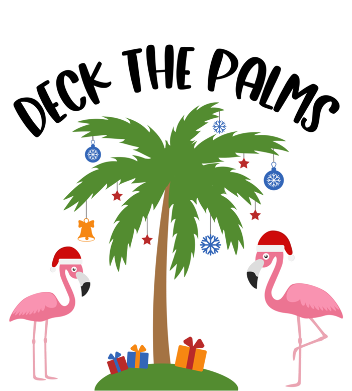 Deck The Palms Funny Christmas Palm Tree Flamingo Gift Tall T-Shirt